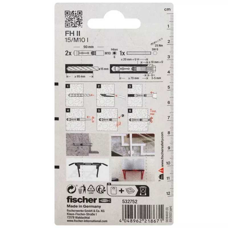 Fischer FH II 15/M10 I K NV hogeprestatie-anker, 1 set (532752)