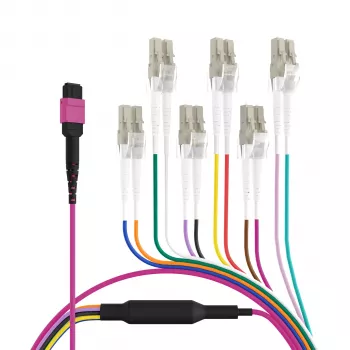 EFB Elektronik MPO-PLUS (F) naar LC trunk-kabel, OM4, 12 vezels, Type B, LSZH, erika violet, 1m MPOF12LCOM4-1