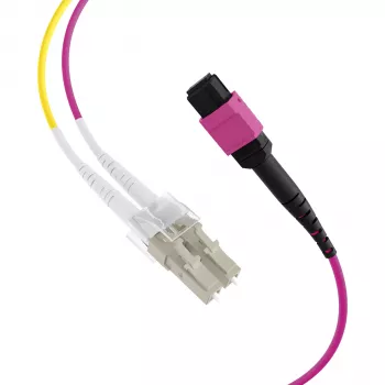 MPO-PLUS (F) naar LC trunk-kabel OM4 12 vezels type B LSZH erika violet 10m MPOF12LCOM4-10