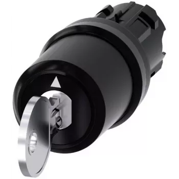 Siemens SIRIUS ACT sleutelschakelaar, 22mm, 2-posities, vergrendelend, 90°, zwarte kunststof frontring, SSG10 sleutel 3SU10005HJ010AA0