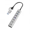 LogiLink USB 3.0 hub, 7-poorts, 4x USB-A 3x USB-C, aluminium behuizing