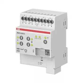 ABB JRA/S4.24.5.2 KNX Jaloezie-/rolluikactor, 4-voudig, 24V AC/DC, handbediening, DIN-rail 2CDG110298R0011