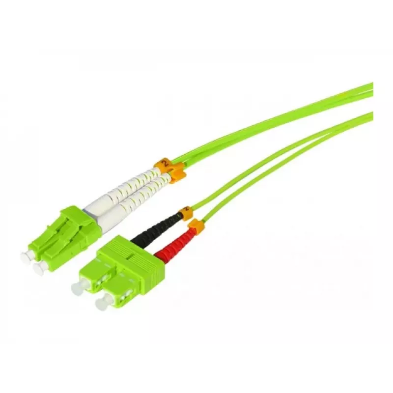 Tecline HD OM5 50/125 µm Multimode glasvezel-patchkabel, LC duplex naar SC duplex, limoengroen, 3,0 m 796LS03