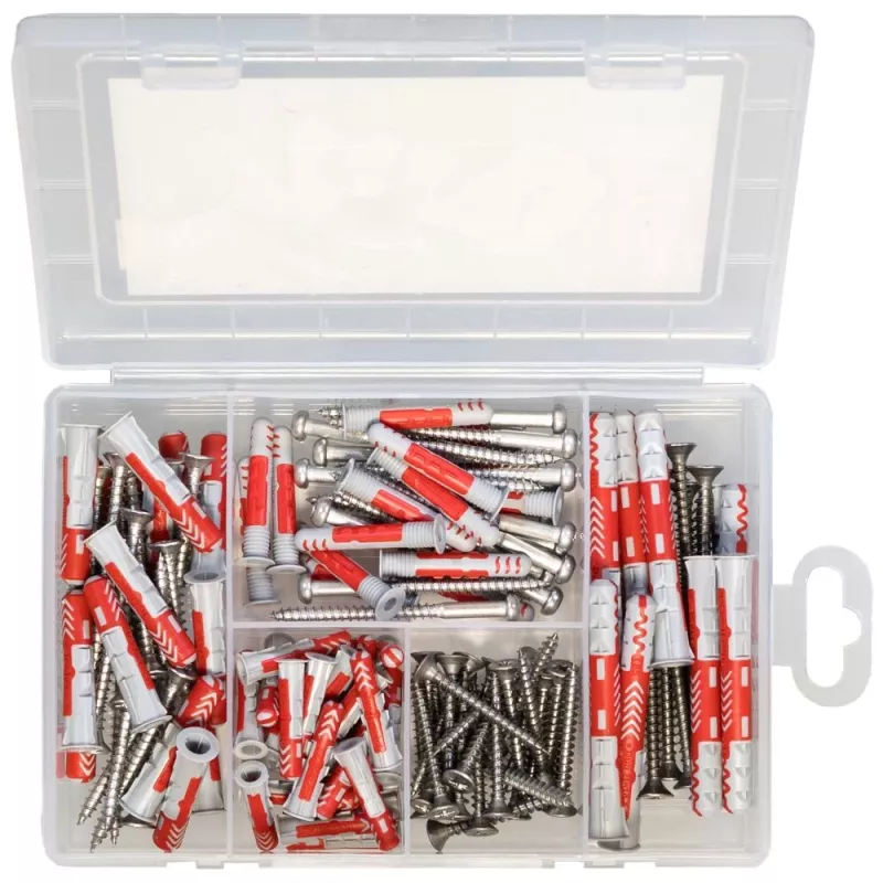 FISCHER Handige helper pluggen- en schroevensortiment voor buiten en vochtige ruimtes 130 delen 561385