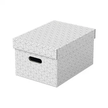 LEITZ 628282 opbergbox Home Medium, 3-delige set, wit, 100% gerecycled golfkarton, afneembaar deksel, stapelbaar