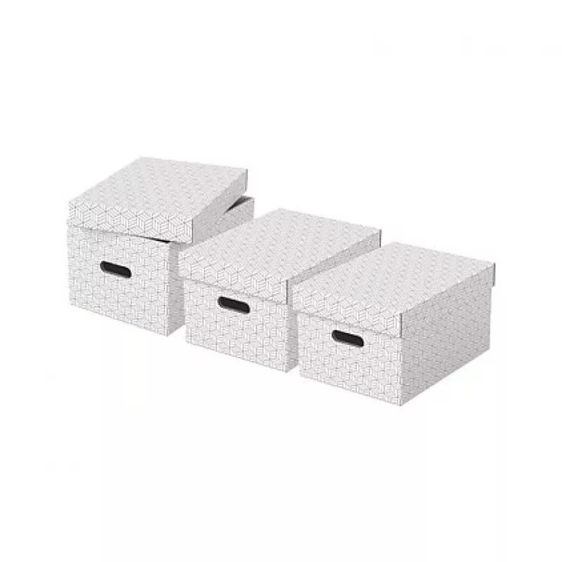 LEITZ 628282 opbergbox Home Medium, 3-delige set, wit, 100% gerecycled golfkarton, afneembaar deksel, stapelbaar