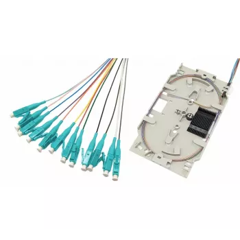 Tecline glasvezel-splice-cassette met 12x OM3 LC/UPC pigtails, 2,0 m, meerkleurig, 12-pack 20500030