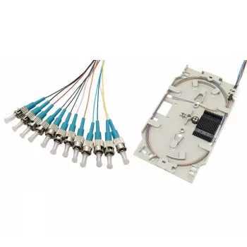 Tecline glasvezel-splice-cassette met 12x OM3-pigtails, ST/UPC, 2,0 m, 12 stuks (20500035)