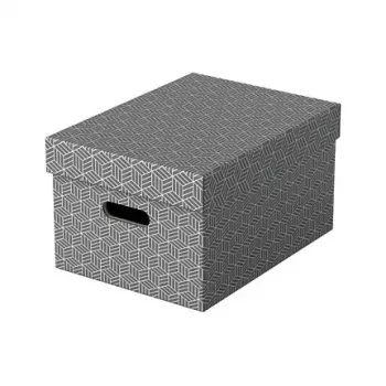 Esselte Opbergbox Home M, 17,5 L, 26,5 x 36,5 x 20,5 cm, 3-pack, wit/grijs (628283)