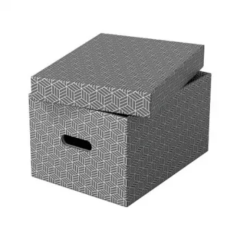Esselte Opbergbox Home M, 17,5 L, 26,5 x 36,5 x 20,5 cm, 3-pack, wit/grijs (628283)