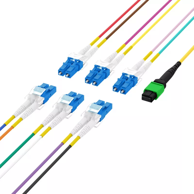 EFB Elektronik MPO-PLUS/APC(F)-LC trunkkabel OS2 12 vezels type B LSZH geel 3m MPOF12LCOS2-3