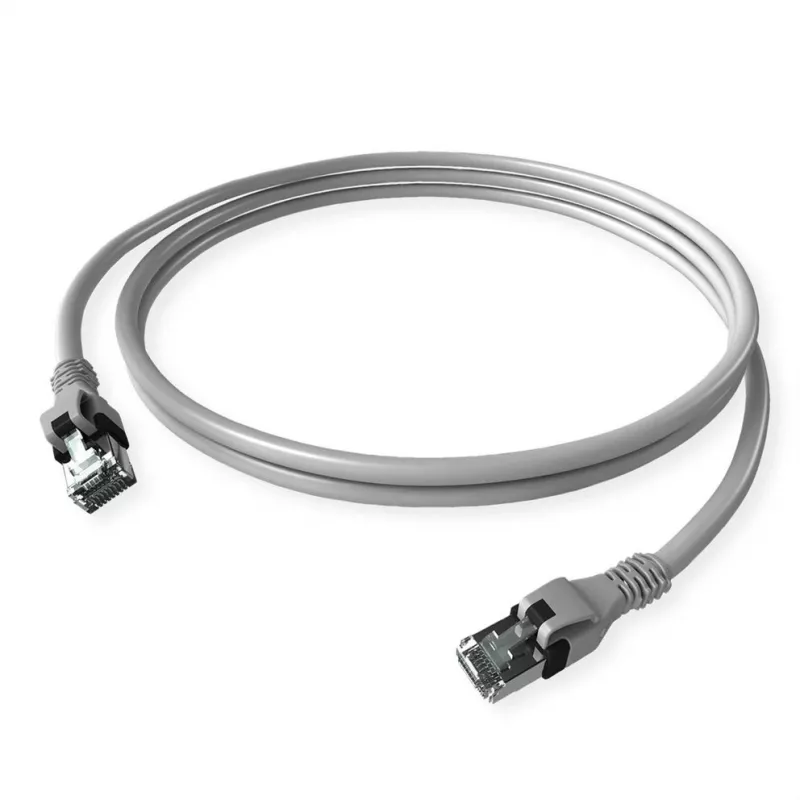 ZVK GmbH EasyLan PushPull Cat 6 STP patchkabel, RJ-45 stekker naar RJ-45 stekker, 1 m, grijs, aangegoten knikbescherming CPP1OACACA0010