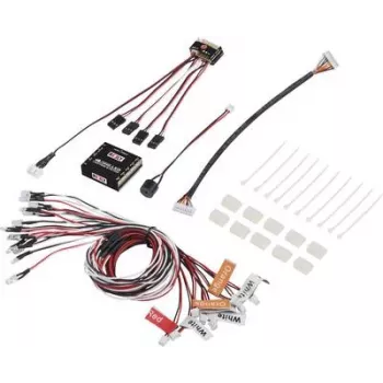 Reely LED-lichteenheid wit, oranje, rood (RE-5631027) – 10-LED RC-modelverlichtingssysteem, 5 mm LED's, 4,8-6V