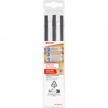 edding 8891 timmermanspotloodstiften, HB, grijs, 2,0-5,0 mm, 6 stuks 4-8891-6090