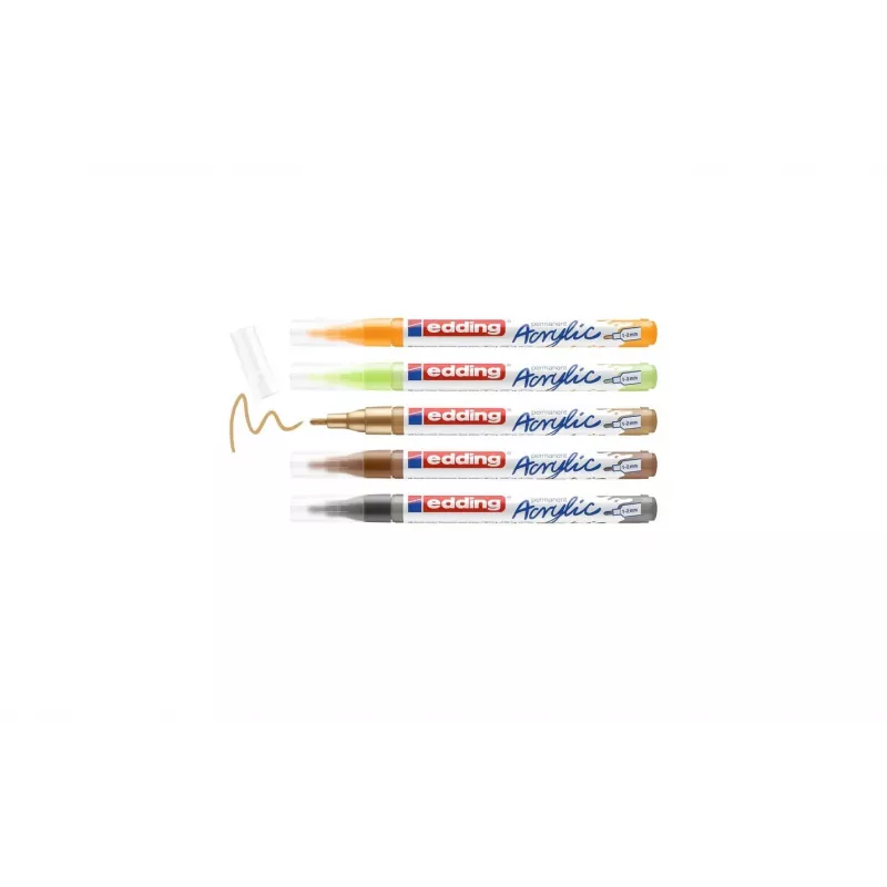 Edding 5300 acrylmarker-set fijne punt 5 verschillende kleuren 4-5300-5S-1