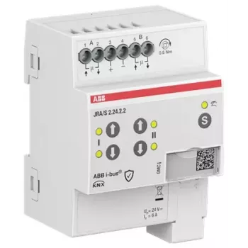 ABB JRA/S2.24.2.2 jaloezie-/rolluikactor, 2-kanaals, 24V, handbediening, KNX 2CDG110295R0011