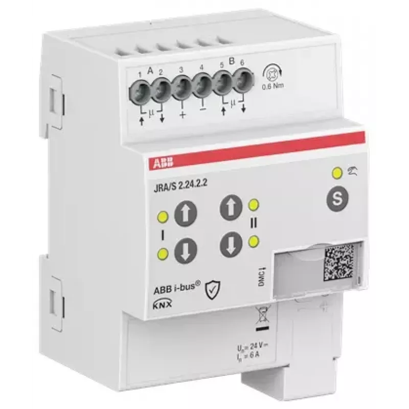 ABB JRA/S2.24.2.2 jaloezie-/rolluikactor, 2-kanaals, 24V, handbediening, KNX 2CDG110295R0011