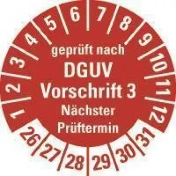 HEIN Industrieschilder DGUV V3 keurplaatje NP26-31, rond 20 mm, permanent hechtend, wit, 500/rol 185658