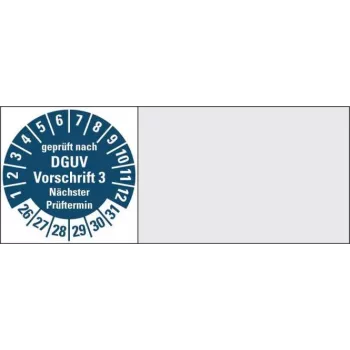 HEIN Industrieschilder 190452 kabelkeurplaatje DGUV V3, rond, 30 mm, zwart/wit/rood, rol met 500 stuks