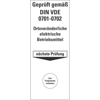HEIN 178140 keurplaatje voor DIN VDE 0701-0702, zelfklevend, geel, 50 x 25 mm, 100 etiketten
