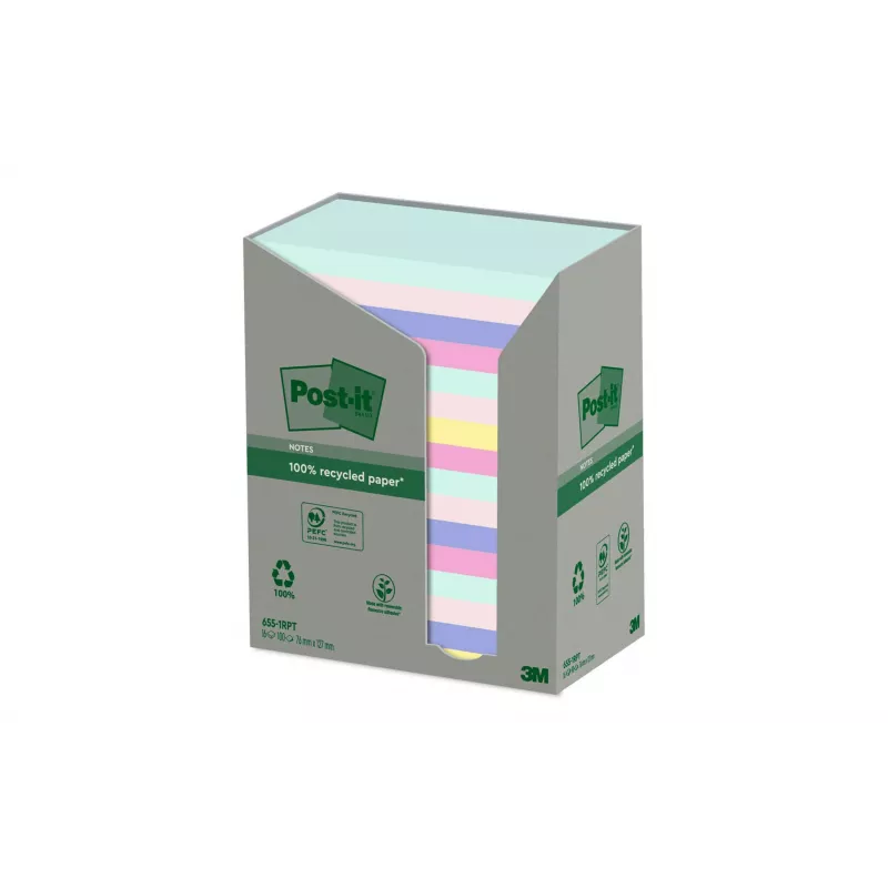 3M Post-it Recycling Notes 655-1RPT-N, 127 x 76 mm, paars, 100 vel, 100% recyclingpapier