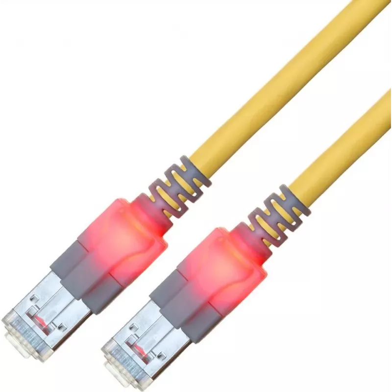 ZVK GMBH Easylan DualBoot LED patchkabel RJ45 S/FTP Cat.6 (Class E), met saCon stekker, LSOH, geel, 25 m CS1OYCDCD0250
