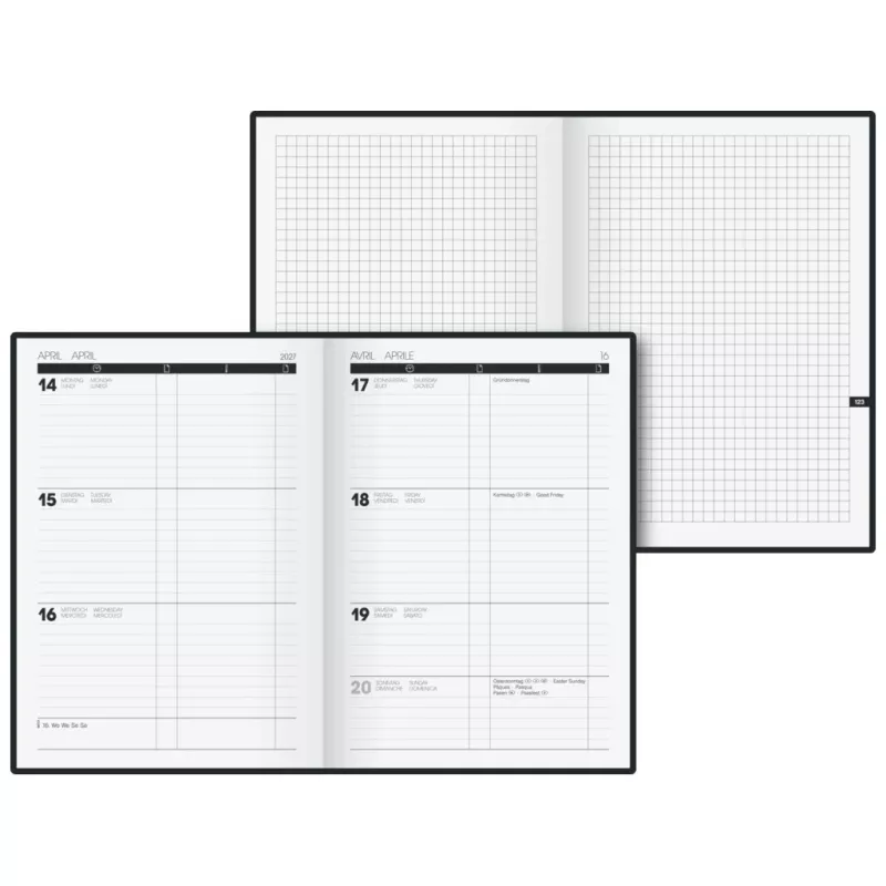 BRUNNEN TIME CENTER 2027 boekkalender A5 zwart weekplanner 1072520907
