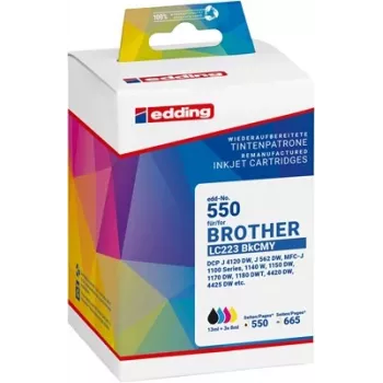 Edding 18-550-01 compatibele inktpatroon-set voor Brother LC-223BK/C/M/Y (zwart, cyaan, magenta, geel, 4-pack)