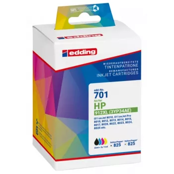 Edding 18-701 compatibele inktpatronen multipack voor HP 912XL, zwart/cyaan/magenta/geel
