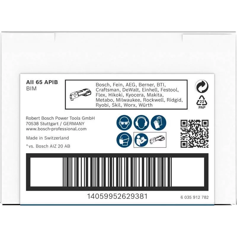 Bosch PRO AII 65 APIB inbouwzaagblad 65x40mm voor hout en metaal, StarlockPlus/Max 2608669081