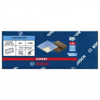 Bosch Expert M480 schuurgaas voor vlakschuurmachine, korrel 180, 115 mm x 107 mm, 50 stuks 2608901629