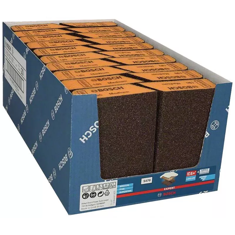 Bosch EXPERT M475 schuimspons, K120 medium, aluminiumoxide, nat & droog, rechthoekig blok 2608621921