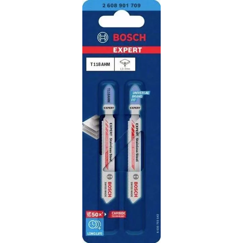 Bosch EXPERT T 118 AHM carbide-decoupeerzaagblad voor roestvrij staal, 3-pack 2608901709