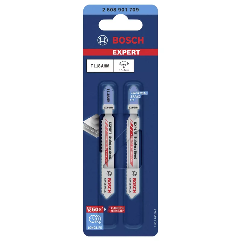 Bosch EXPERT T 118 AHM carbide-decoupeerzaagblad voor roestvrij staal, 3-pack 2608901709