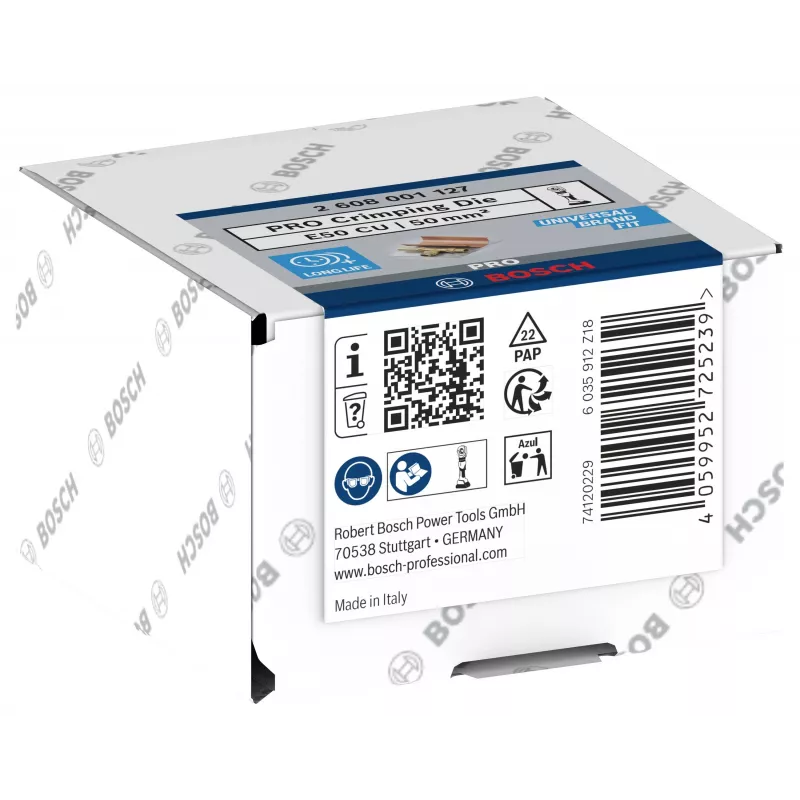 Bosch 2608001127 crimpmatrijs voor buiskabelschoenen en verbinders, 50 mm², zeskantprofiel