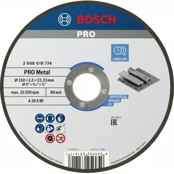 Bosch Standard for Metal doorslijpschijf 150 mm x 1,6 mm x 22,23 mm, recht, aluminiumoxide, 1 stuk 2608619774