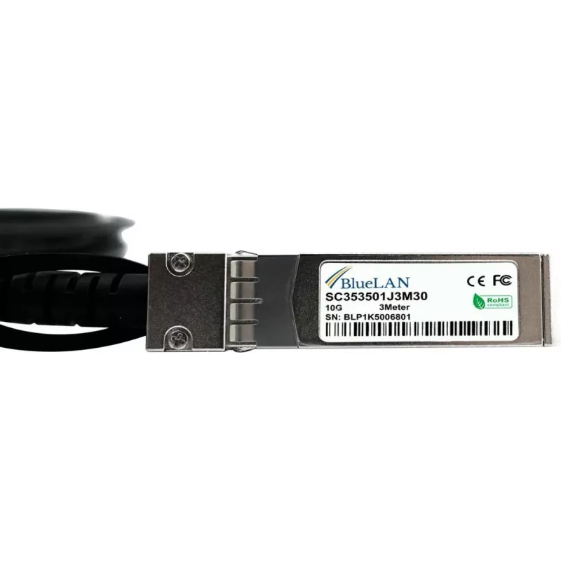 BlueLAN 10GBASE-CR passieve SFP+ naar SFP+ Direct Attach-kabel, 0,5m, AWG30 (SFPP-DAC-0.5M-BL)