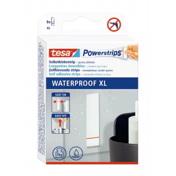 Tesa Powerstrips Waterproof XL plakstrips voor tot 9 kg, wit, 9 strips 40519-00000-00
