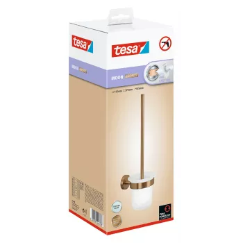 tesa MOON BRONZE toiletborstelset met kleefmontage, glas & metaal 40601-00000-00