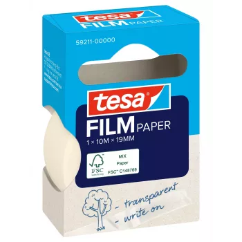 Tesa 59211 papierplakband 19 mm x 10 m, naturelwit, scheurbaar met de hand, beschrijfbaar, oplosmiddelvrij 59211-00000-00