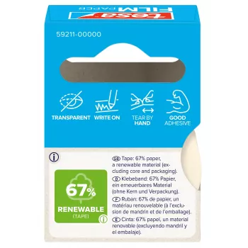 Tesa 59211 papierplakband 19 mm x 10 m, naturelwit, scheurbaar met de hand, beschrijfbaar, oplosmiddelvrij 59211-00000-00