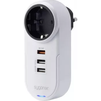 Sygonix SY-4512994 Schuko-tussenstekker met 2 USB-oplaadaansluitingen, wit