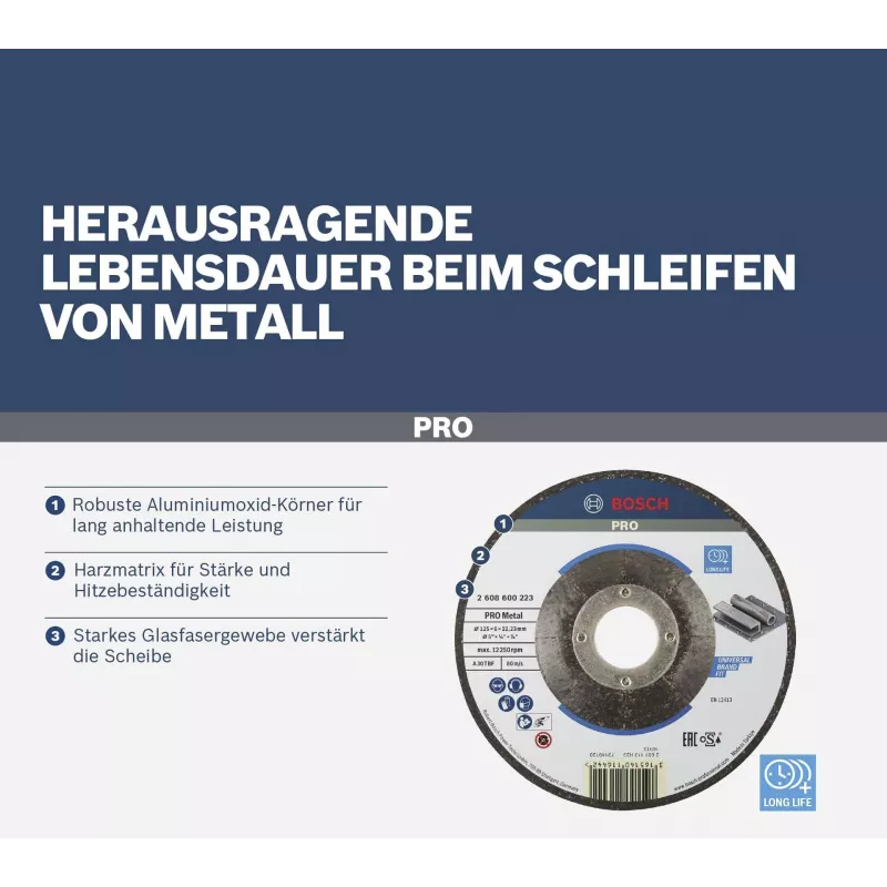 Bosch Standard for Metal slijpschijf 125 x 6,0 mm gebogen midden Type 27 aluminiumoxide 2608619777