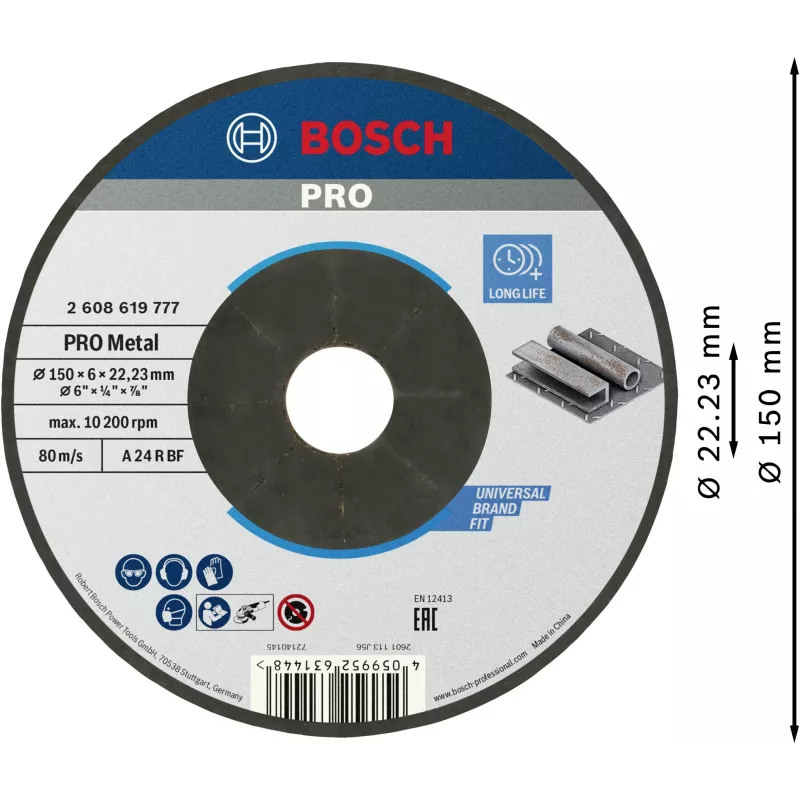 Bosch Standard for Metal slijpschijf 125 x 6,0 mm gebogen midden Type 27 aluminiumoxide 2608619777