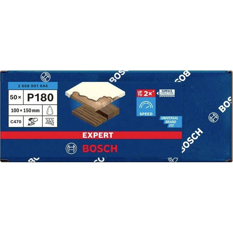 Bosch Expert M480 schuurblad voor multischuurmachine, korrel 180, 150 x 100 mm, 50-pack 2608901644