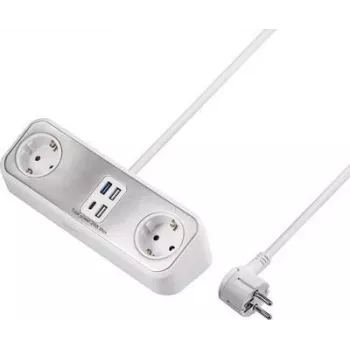 Sygonix SY-4538256 2-voudig Schuko-stopcontactblok, wit, 1,5 m kabel