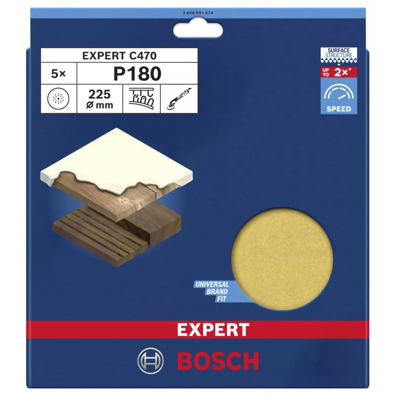 Bosch Expert M480 droogbouw-schuurschijven P180 225 mm 5-pack 2608901674