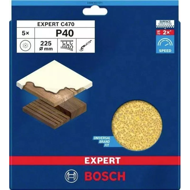 Bosch Expert M480 schuurblad voor droogbouwschuurmachine, 225 mm, korrel 40, 5-pack 2608901671