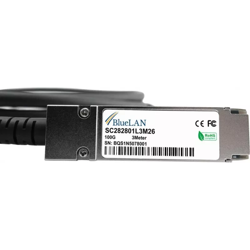 BlueLAN QSFP28 100G Direct Attach koperkabel 0,5m QSFP28-100G-CU50CM-BL