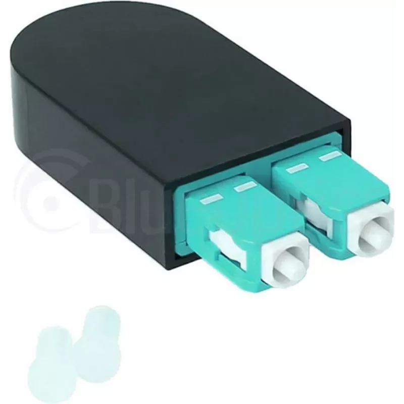 BLUELAN BlueOptics glasvezel-loopback-adapter OM3 50/125µm multimode SC/UPC duplex, aqua/turkoois, keramische ferrule, -40°C tot +85°C (BOLBSCOM3)